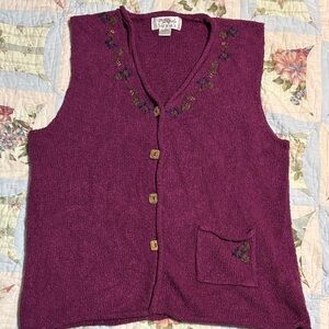 Suttons Purple Button-Up Cardigan Vest